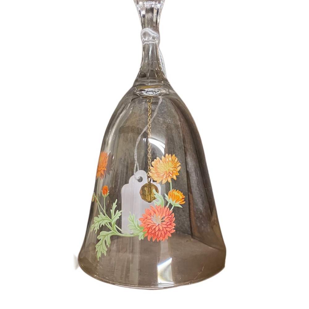 Floral Glass Bell with Orange Flowers